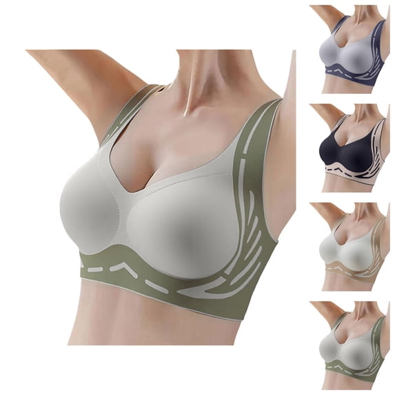 Push Up Bras for Women Racerback Lifting Seamless Side Support Anti Sagging Bralettes Everyday Bra