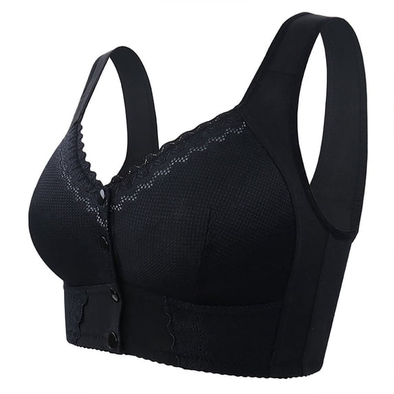 Push Up Bras for Women Skin-Friendly Senior Front Closure Wirefree Comfort Sports Bra Black 58