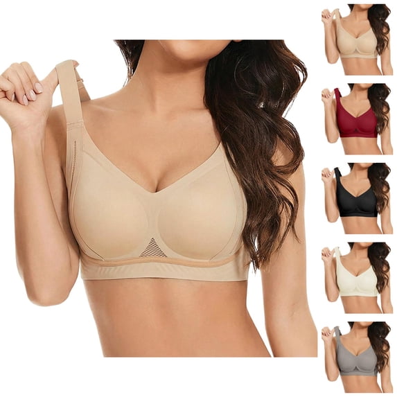 Push Up Bras for Women V Neck Seamless Wireless Comfortable Lifting Bralettes Tshirt Bra