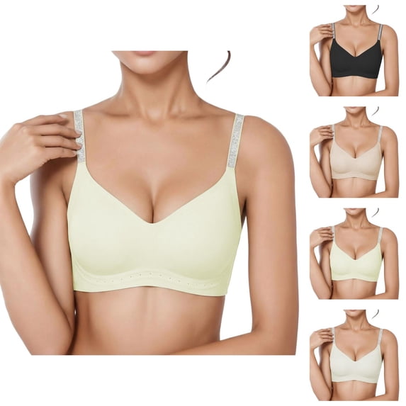 Push Up Bras for Women V Neck Seamless Wireless Lifting Padded Bralettes Tshirt Bra