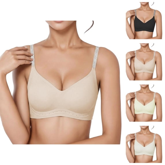 Push Up Bras for Women V Neck Seamless Wireless Lifting Padded Bralettes Tshirt Bra
