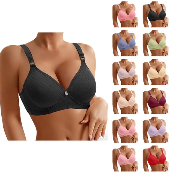 Push Up Bras for Women V Neck Side Support Lifting Lightweight Wireless Bralettes Everyday Bra