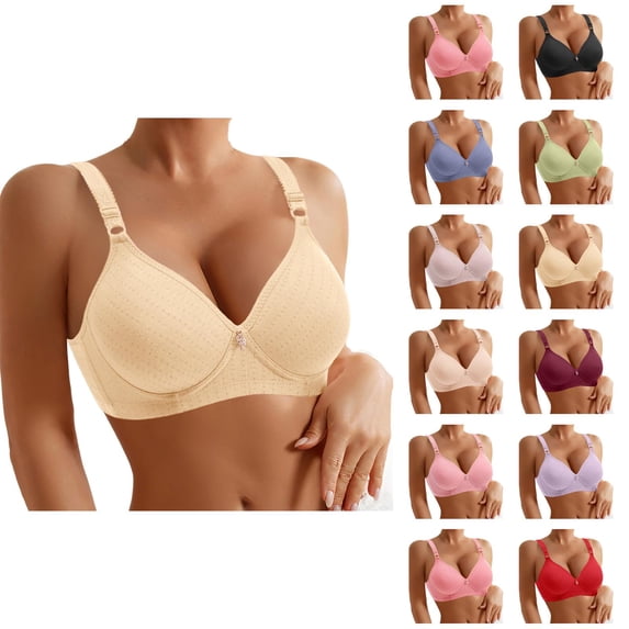Push Up Bras for Women V Neck Side Support Lifting Lightweight Wireless Bralettes Everyday Bra
