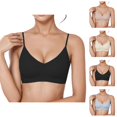 thumbnail image 1 of Push Up Bras for Women V Neck Spaghetti Strap Seamless Wireless Padded Tshirt Bralette Everyday Bra, 1 of 4
