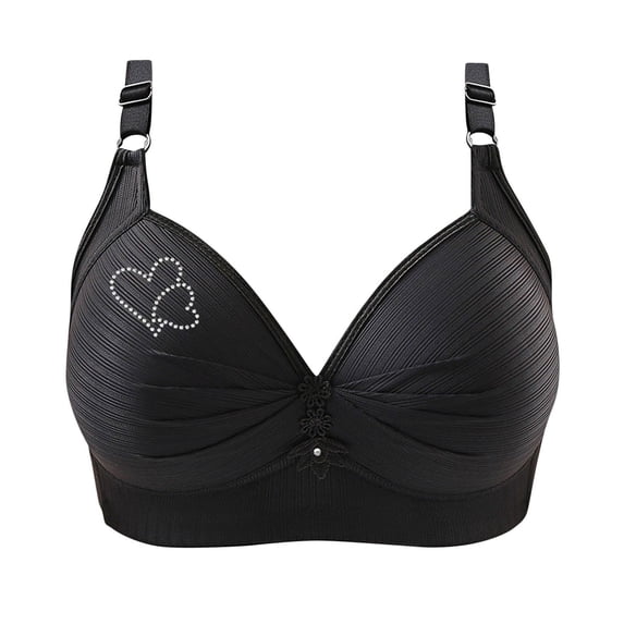 Push Up Bras for Women Wireless Adjustable Full Coverage Support Plus Size Daily Sports Bra Black L