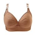 thumbnail image 1 of Push Up Bras for Women Wireless Adjustable Full Coverage Support Plus Size Daily Sports Bra Brown 3Xl, 1 of 5