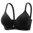 thumbnail image 1 of Push Up Bras for Women Wireless Ribbed Hollow Front Full Coverage Bralette Low Support Comfort T-Shirt Bra Minimizers, Black, 34/75, 1 of 2