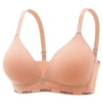 thumbnail image 1 of Push Up Bras for Women Wireless Ribbed Hollow Front Full Coverage Bralette Low Support Comfort T-Shirt Bra Minimizers, Pink, 36/80, 1 of 2
