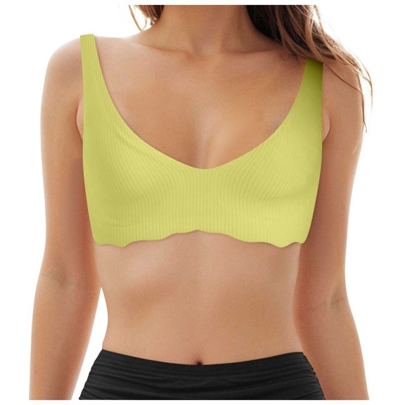 Push Up Bras for Women Wireless Women's Double Lined Bralettes - Scoop Neck Adjustable Straps Unlined Cami Wireless T-Shirt Everyday Bra