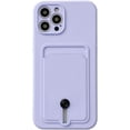 thumbnail image 1 of Push Up Card Holder Bright Color & Solid Color TPU Case Compatible with iPhone Case(Light Purple,iPhone 15 Pro), 1 of 11