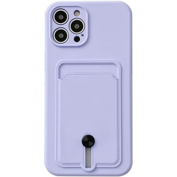 Push Up Card Holder Bright Color & Solid Color TPU Case Compatible with iPhone Case(Light Purple,iPhone 15 Pro)