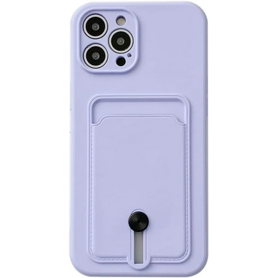Push Up Card Holder Bright Color & Solid Color TPU Case Compatible with iPhone Case(Light Purple,iPhone 15)