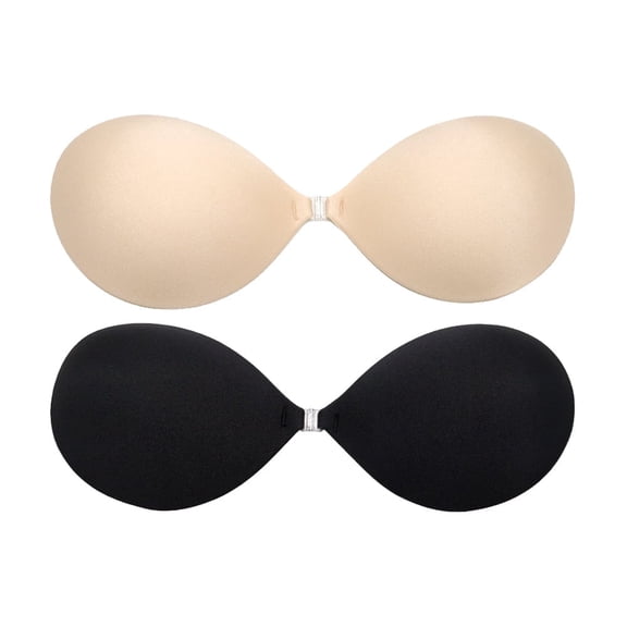 TELOLY Push Up Invisible Bras,Adhesive Silicone Sticky Strapless Bra for Women Reusable Breast Lift B