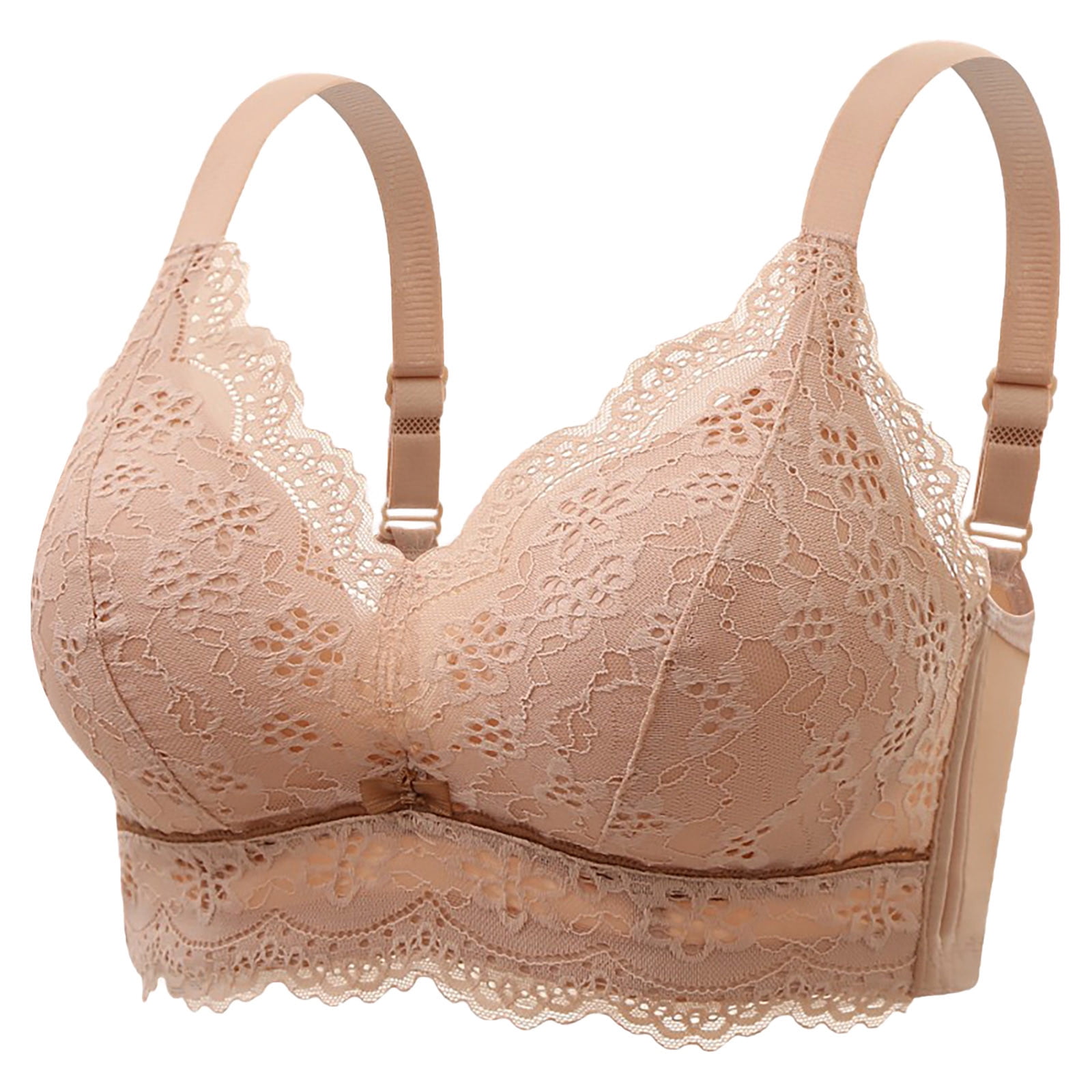Womens Wireless Bras Comfortable Cotton Women Fashion Sexy Lace Front  Buckle Women Minimiser Bras for Big Bust Beige at  Women's Clothing  store