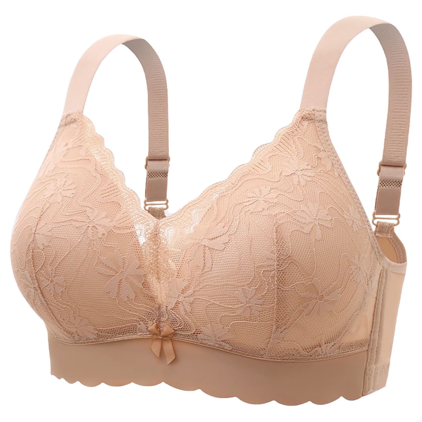 Women's Front Closure Full Coverage Bra Breathable Comfort Plus Size Womens  Bralette Wide Band Push Up Lingerie Beige at  Women's Clothing store