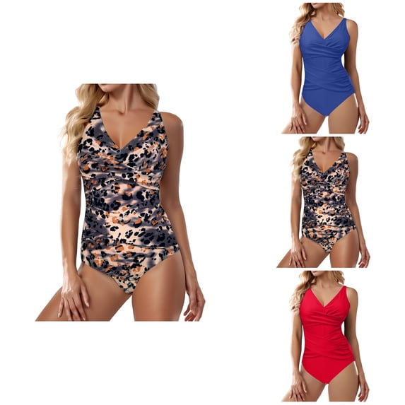 Push Up One Piece Swimsuit for Women with Tummy Control, Retro Ruched Ruffles, Slimming Vintage Padded Swimwear