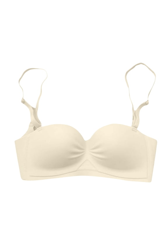 Push Up Padded Backless Bra - No Underwire Bras for Women Convertible Bra Lightly Smoothing Comfort Bralettes Demi-Cup Bra Gathering Underwear