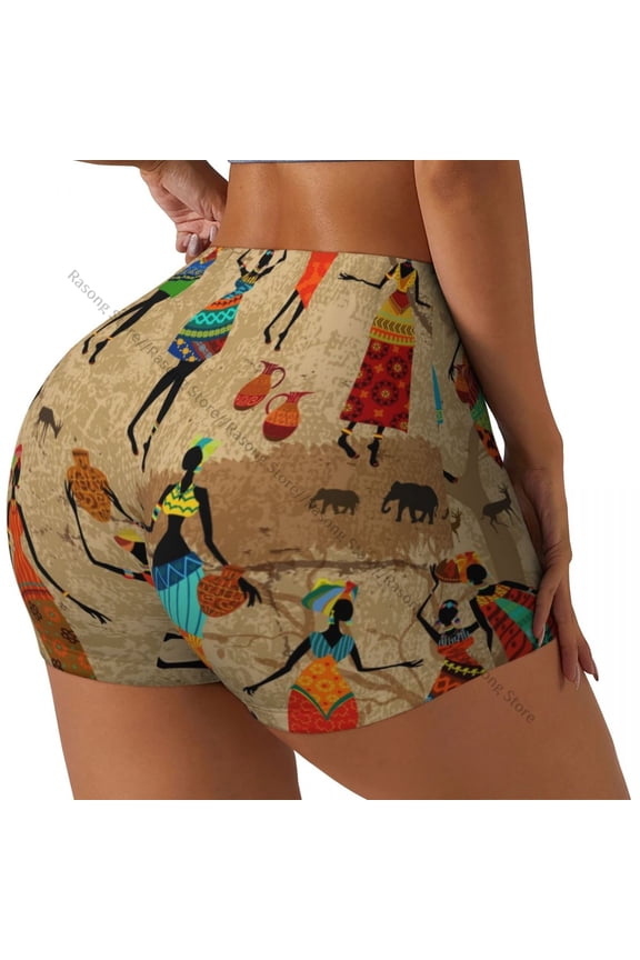 Push Up Short Elasticity Scrunch Butt African Women Vintage Background Running Shorts Sports Shorts Womens Clothes Gym