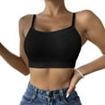 thumbnail image 1 of Push Up Sports Bras for Women Sexy Low U Back Spaghetti Strap Bralette Wirefree Full Coverage Yoga Fitness Running Bra, Black, L, 1 of 7