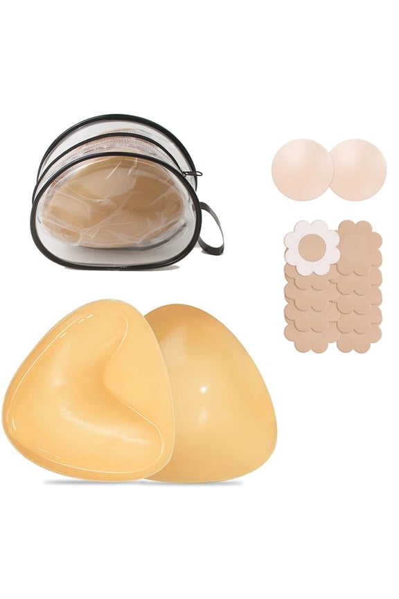 Push Up Sticky Bra Inserts,Reusable Double Sided Adhesive Bra ,Stick on Bra for Sports Bra Swimsuit Bikini Strapless Bra,Large