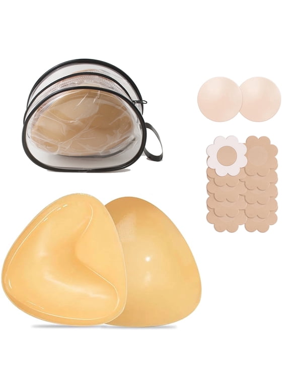 jQMUHLC Push up Sticky Bra Inserts,Reusable Double Sided Adhesive Bra, Medium