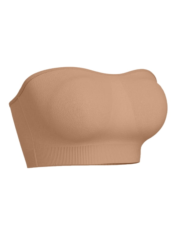 Push Up Strapless Bras for Women Supportive Bandeau Bra Non Slip Wireless No Underwire Padded Tube Bra Complexion 32