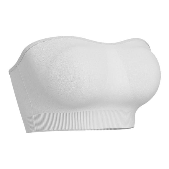 Push Up Strapless Bras for Women Supportive Bandeau Bra Non Slip Wireless No Underwire Padded Tube Bra White 34