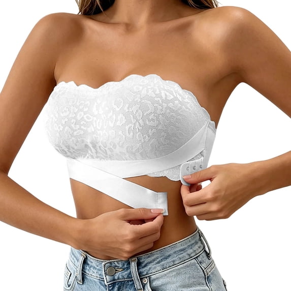 Push Up Strapless Bras for Women Supportive Bandeau Bra Non Slip Wireless No Underwire Padded Tube Bra