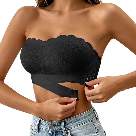 Push Up Strapless Bras for Women Supportive Bandeau Bra Non Slip Wireless No Underwire Padded Tube Bra