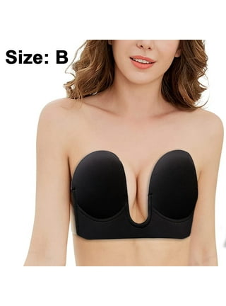 FOCUSNORMM Women Deep U Plunge Bra Push Up Strapless Sticky Adhesive  Invisible Backless Bras