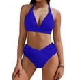 thumbnail image 1 of Push Up Swimsuits for Women,2 Piece High Waisted Bikini Set,Halter V-Neck Bra and High-Cut Cheeky Briefs, 1 of 7