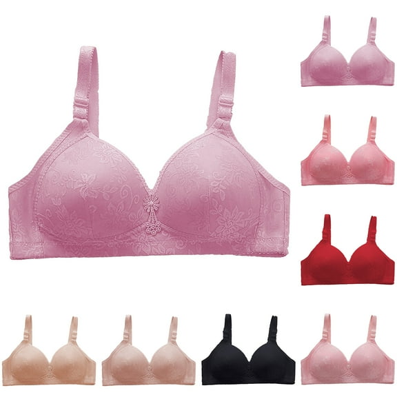 Push Up Thick Padded Bra Plunge Lace Underwire Support Bras for Women Add One Cup Watermelon Red 38