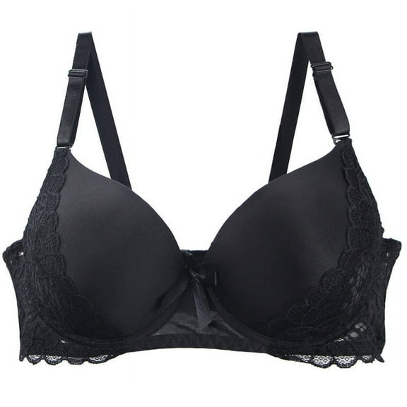 Push Up Thick Padded Bra for Women Plunge Underwire Lace Bra Lift Support Underwear Plus Size Seamless Everyday Bra