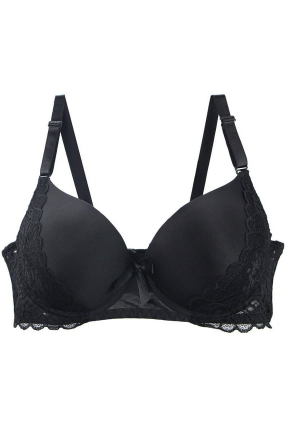 Push Up Thick Padded Bra for Women Plunge Underwire Lace Bra Lift Support Underwear Plus Size Seamless Everyday Bra