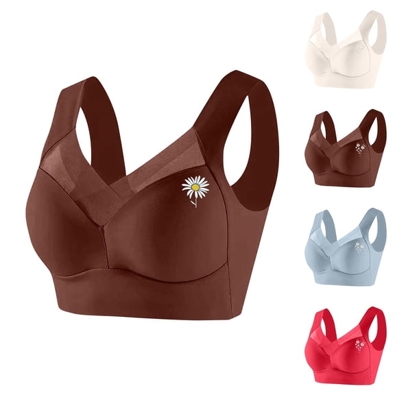 Push Up Wireless Bras For Women No Underwire Full Coverage Lightweight Lace Plus Size Solid Color Wide Strap Women's Breathable Bralettes Bras