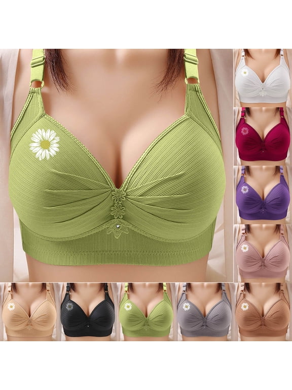 Push Up Wireless Bras For Women No Underwire Full Coverage Lightweight Plus Size Solid Color Spaghetti Strap Women's Breathable Bralettes Bras
