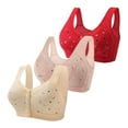 thumbnail image 1 of Push Up Women's Bra 3 Pack Daisy Bras For Older Women 2024 Front Close Button Cotton Bras Comfortable Full Support Wide Back No Underwire Bras, Women's Bra 44, 1 of 5