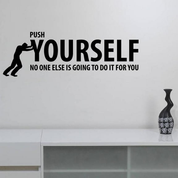 Push Yourself Motivational Quote Wall Decal Vinyl Quotes Success Fitness Gym Inspirational Sticker Art Club Decor 57x19cm