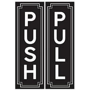 Push and Pull Vertical Door Sign, Black and White Vinyl Sticker