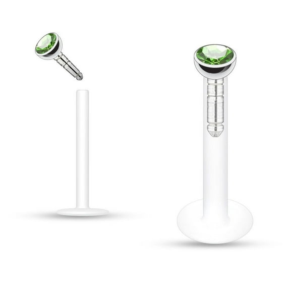 Push-in Labret Monroe with Press Fit Gem Stone 16GA