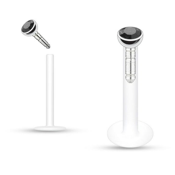 Push-in Labret Monroe with Press Fit Gem Stone 16GA