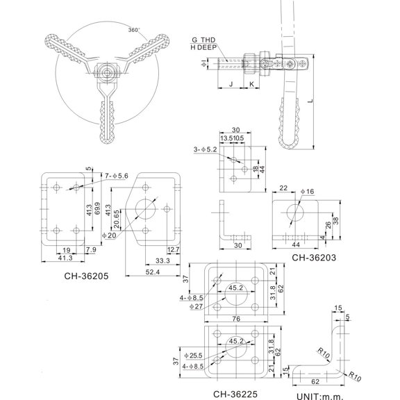 Push pull Toggle Clamp straight line action clamps CH-36224M