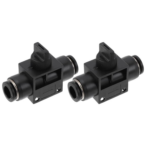 Push to Connect Air Fittings 3/8" Air Hand Valve Connector Plastic 2 Pcs Black Silver Tone