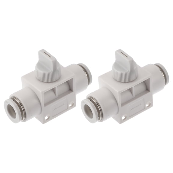 Push to Connect Air Fittings 3/8" Air Hand Valve Connector Plastic 2 Pcs White Silver Tone