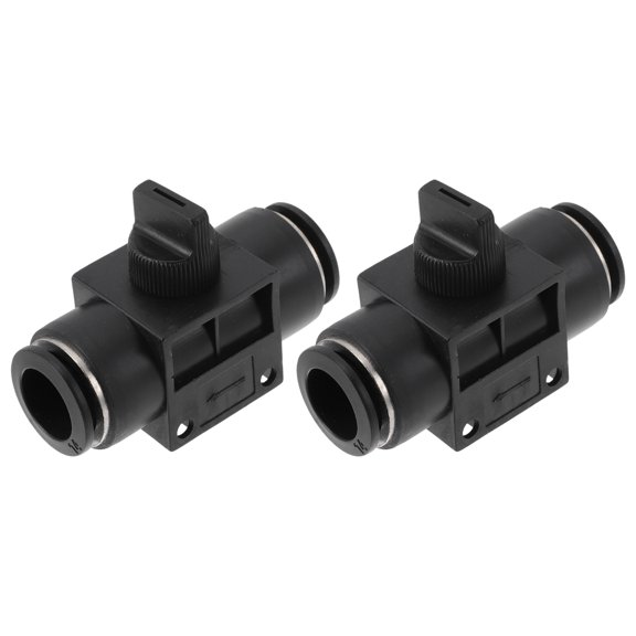 Push to Connect Air Fittings 35/64" Air Hand Valve Connector Plastic 2 Pcs Black Silver Tone