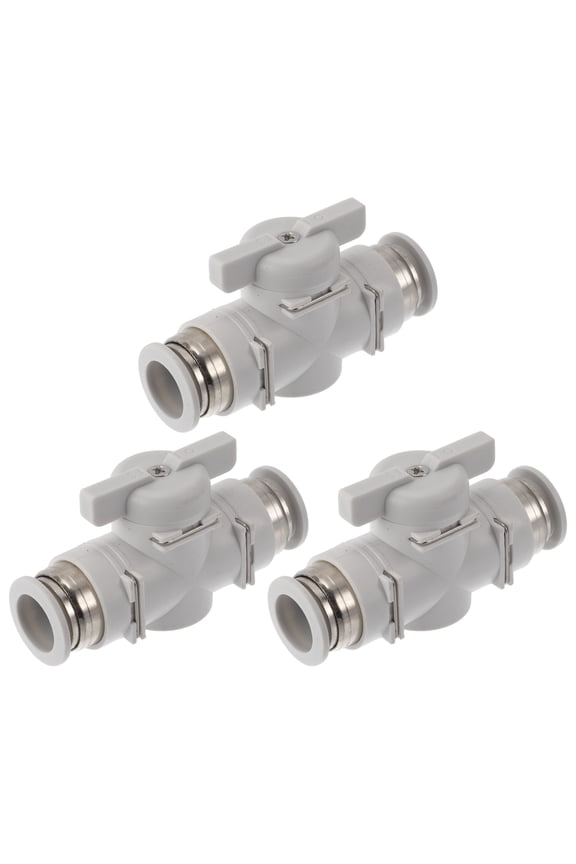 Push to Connect Air Fittings 35/64" Air Hand Valve Connector Plastic 3 Pcs White Silver Tone