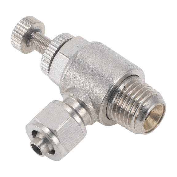 Push to Connect Air Fittings 5/16" 90DegreeAirFlowControlValve Nickel-plated Copper 1/4"BSPT 1 Pc Silver Tone