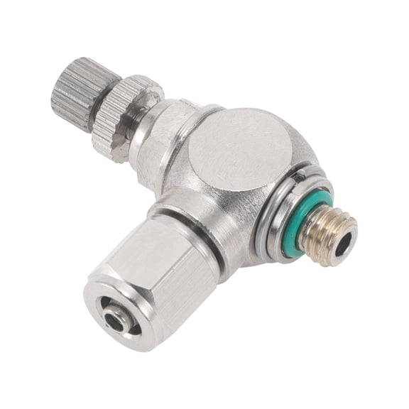 Push to Connect Air Fittings 5/32" 90DegreeAirFlowControlValve Nickel-plated Copper M5 1 Pc Silver Tone