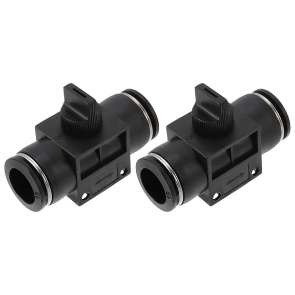 Push to Connect Air Fittings 5/8" Air Hand Valve Connector Plastic 2 Pcs Black Silver Tone