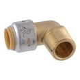 Pushto Connect Brass Plumbing Fittings, Max 1/2 x 1/2 90 degree Male